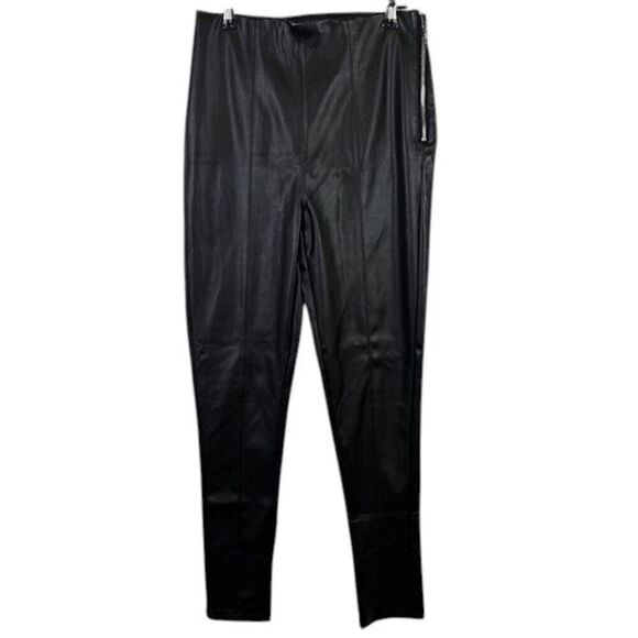 Revamped Faux Leather Leggings Exposed Side Zipper Front Seams Black Size XS - Picture 2 of 11